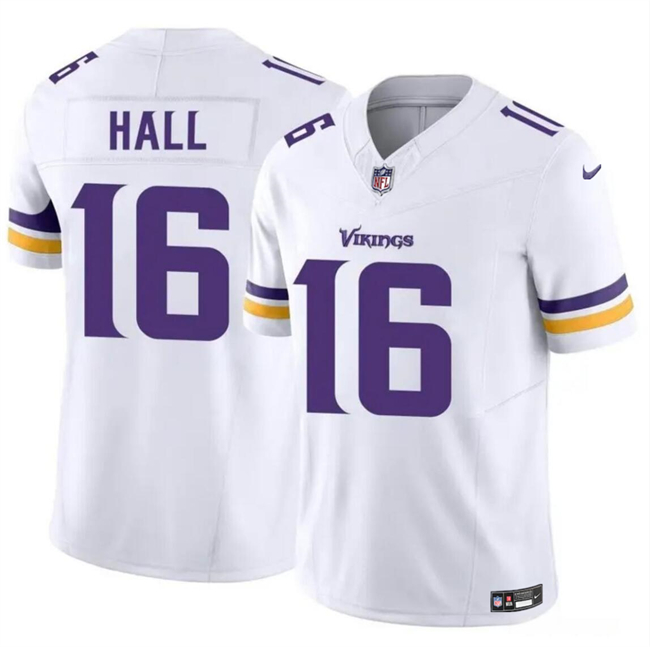 Men's Minnesota Vikings #16 Jaren Hall White 2023 F.U.S.E. Vapor Untouchable Limited Football Stitched Jersey